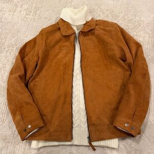 London Men's Brown Suede Jacket Men’s Small sweater and suede jacket
